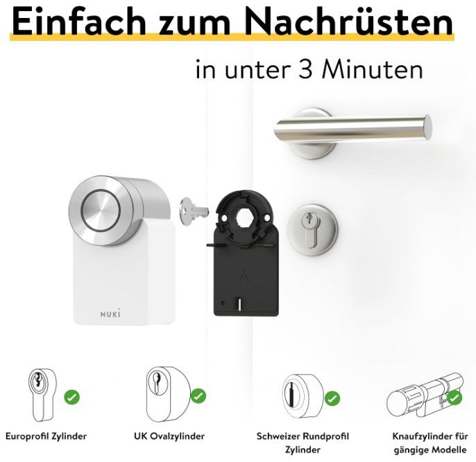 Nuki Schlösser: Nuki Smart Lock Pro 4. Generation weiss – Gebraucht aus Neuhaus SG von LENZ30 4