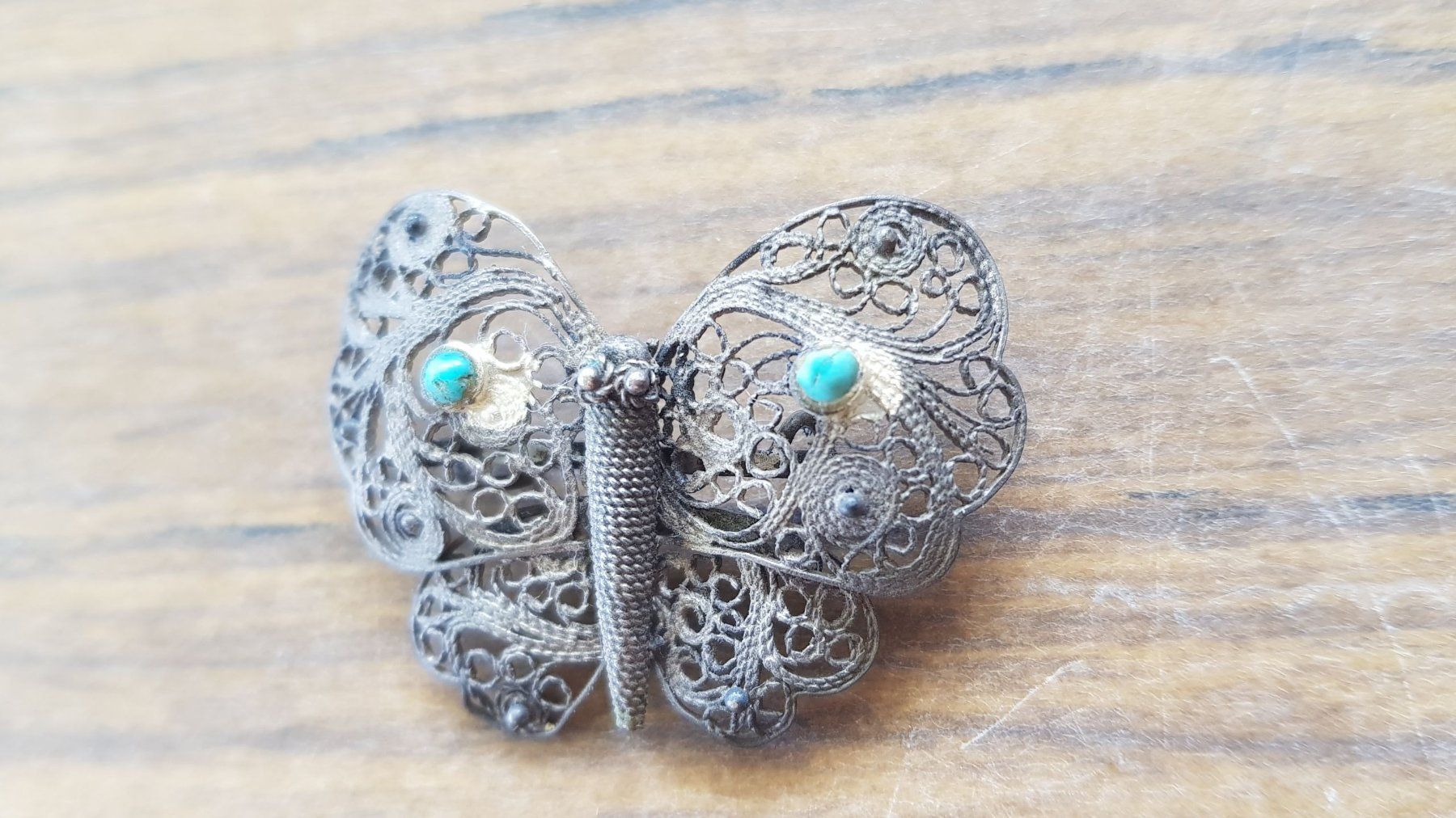 Spille & Fermagli: Silberbrosche Schmetterling Türkise – Usato da Mörschwil venduto da wunderkiste44 8