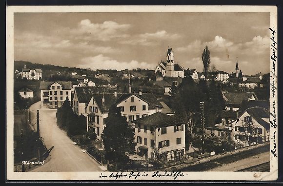 Ansichtskarten: AK Männedorf, Teilansicht mit Kirche – Gebraucht aus Berlin von bartko-reher