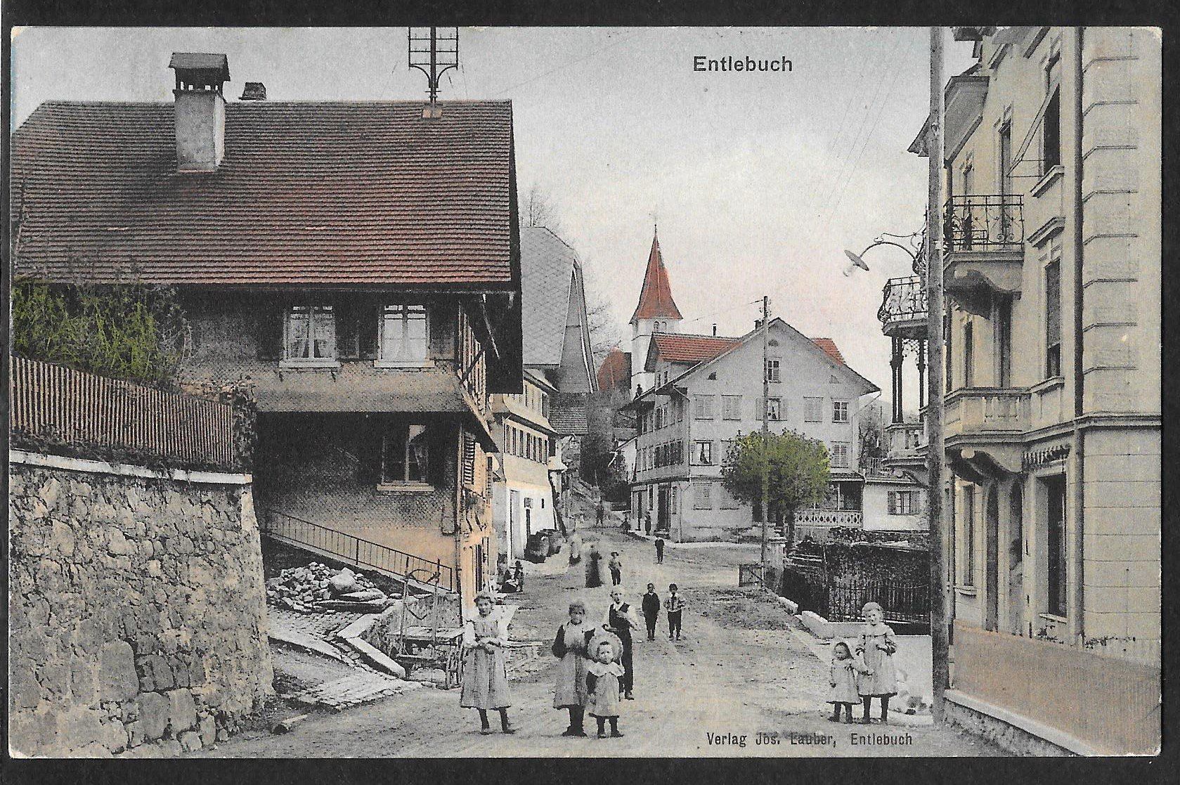 Ansichtskarten: Entlebuch colorierte Strassenpartie – Gebraucht aus Olten von clotaldi