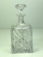 KRISTALL WHISKY-KARAFFE SCHWERES GLAS MIT SCHLIFF 21 CM