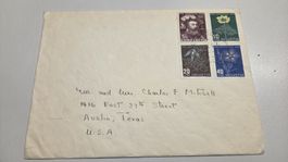 1949 Pro Juventute Satzbrief nach Austin Texas USA