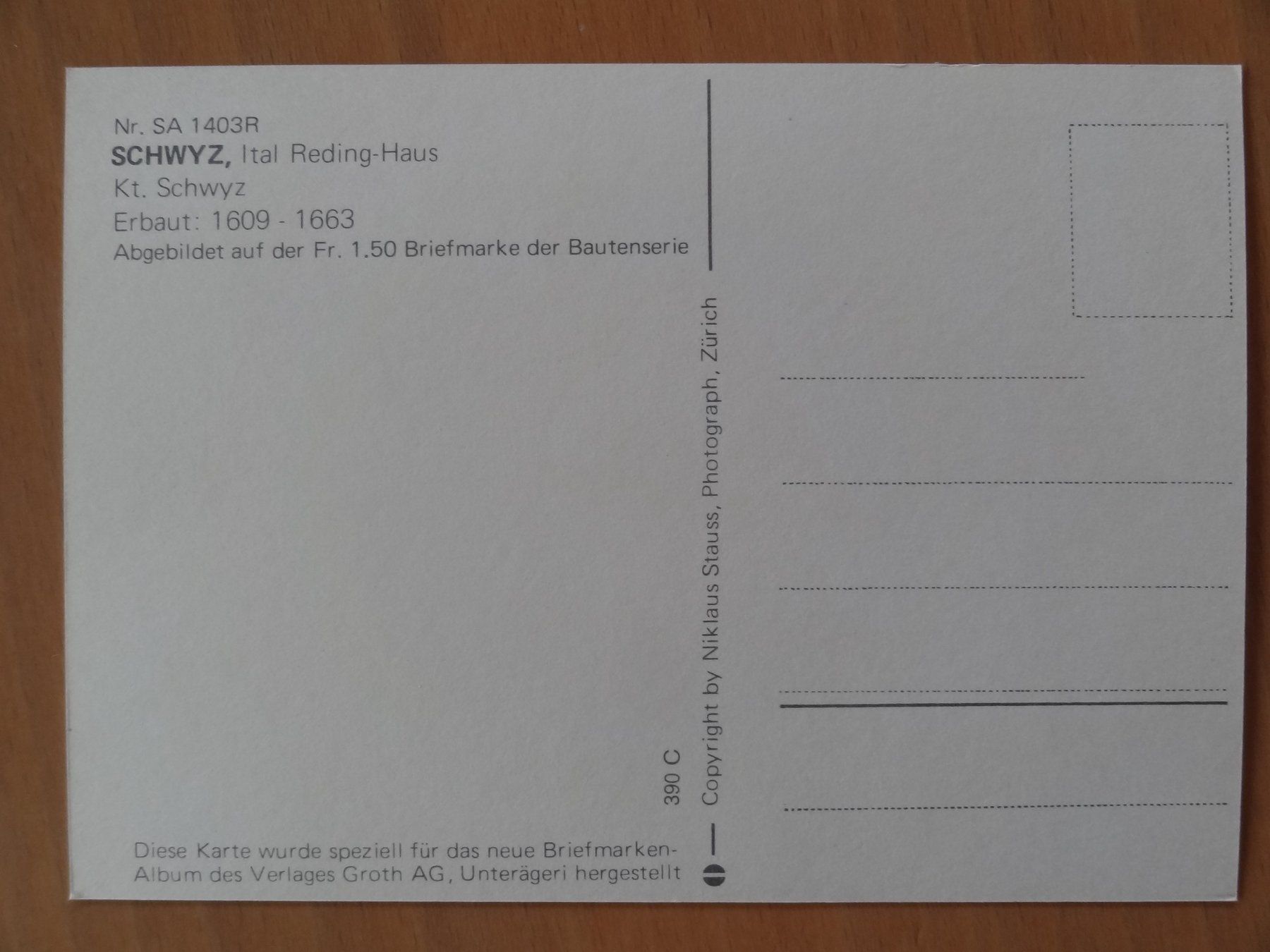 Cartoline postali: Schwitz, Ital Reding-Haus – Usato da St Léonard venduto da Riglin 1