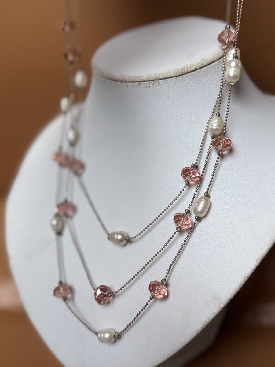 Catenine: Lange Modeschmuck Kette mit Süsswasserperlen & Glasperlen NE – Nuovo e nell'imballaggio originale da Basel venduto da Chili007