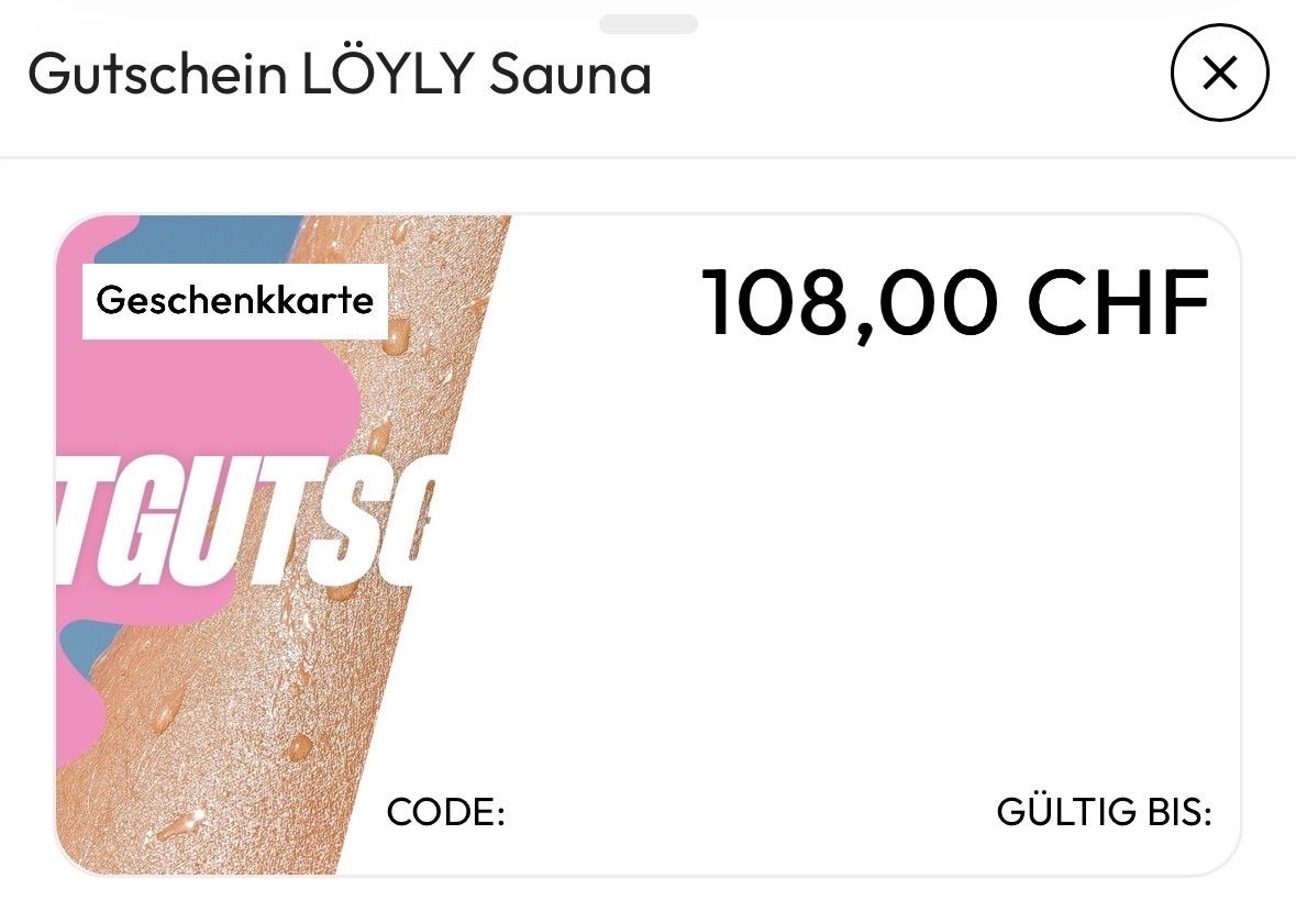 Gutscheine: Gutschein LÖYLY Sauna 108 CHF – Neu und originalverpackt aus Hochdorf von Blitzman83