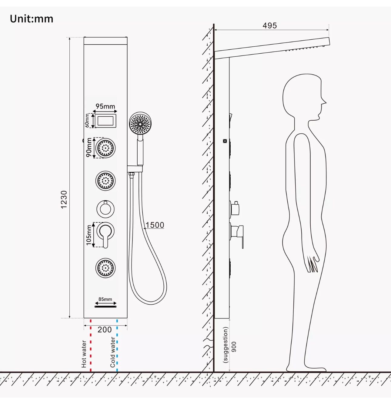 Docce: + Duschpaneel Edelstahl Duschset Duschsäule Regendusche – Nuovo e nell'imballaggio originale da Amriswil venduto da JaJa-Express 6