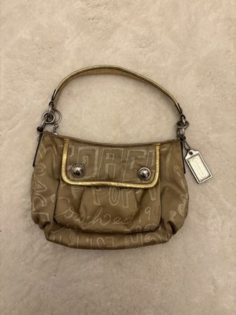 vintage Coach Poppy Schultertasche gold
