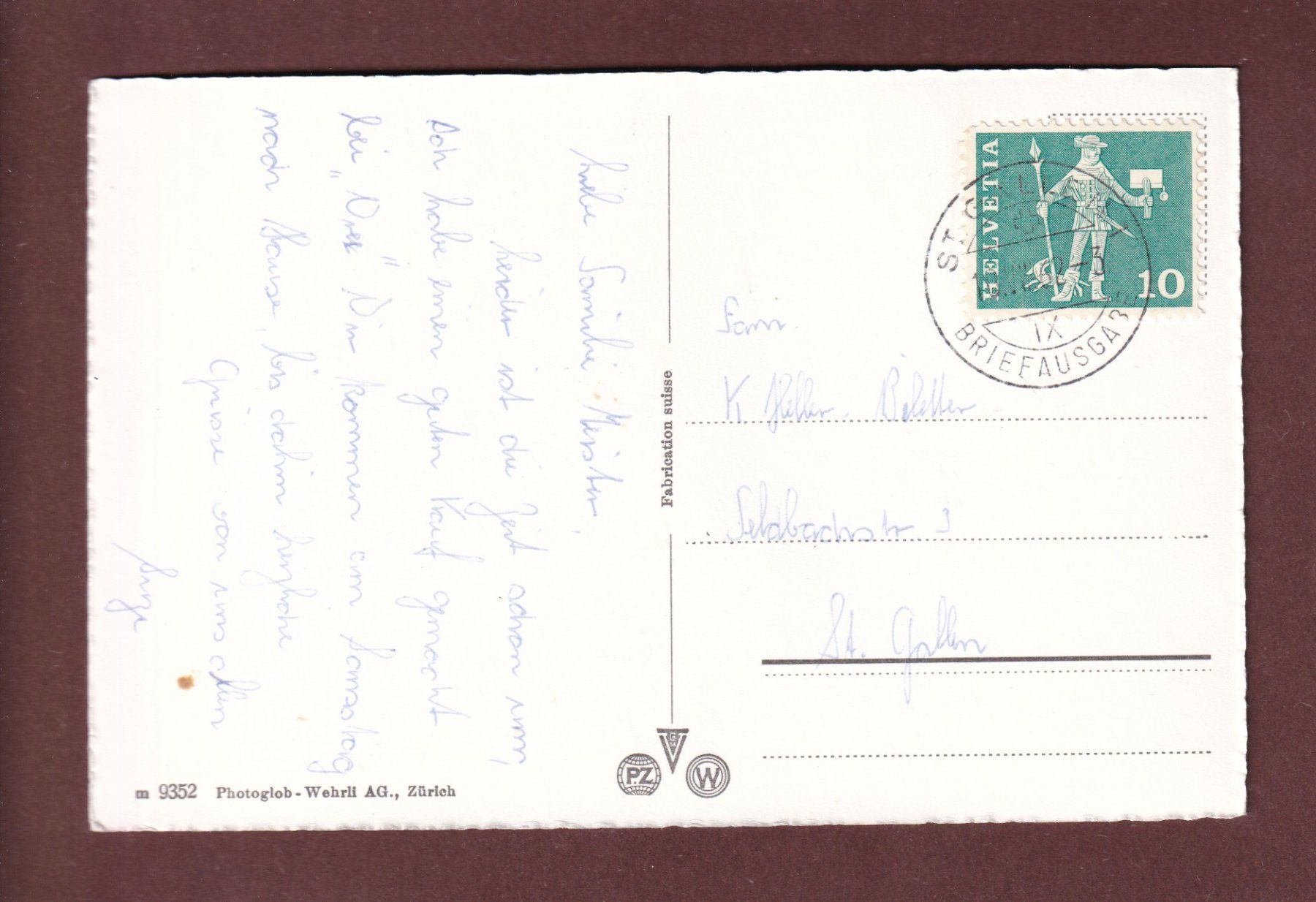 Cartoline postali: PFÄFFIKON - Teil mit Kirche - 1962 – Usato da Pully venduto da nicecards-shop 1
