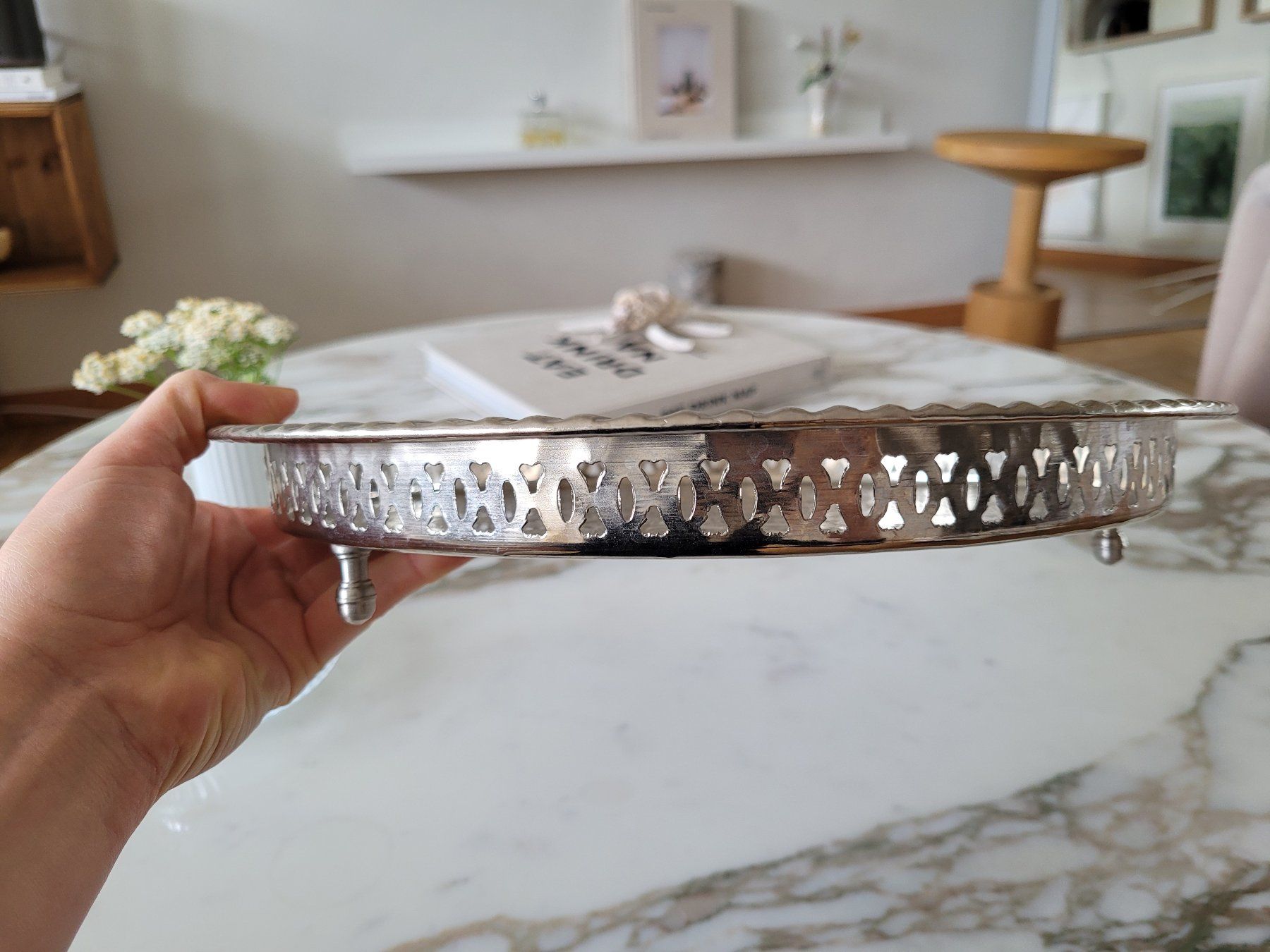 Piatti di portata: Tee-Tablett aus Marokko, Silberfarben, Messing – Usato da Zürich venduto da HelloSunshine8048 6