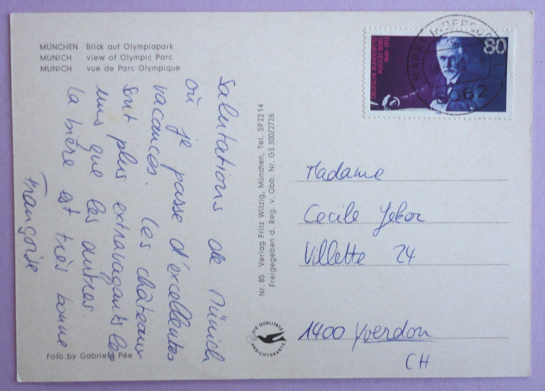 Cartoline postali: München - Blick auf Olympiapark – Usato da Fétigny venduto da Billy2miny 1