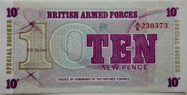 1972 10 New Pence Banknot , British Armed Forces ungebraucht