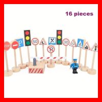 Verkehrrschilder Set aus Holz 16 tlg Strasse Auto Spielzeug