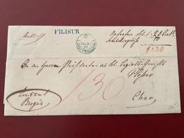 1855 Faltbrief mit Inhalt Filisur - Tiefenkasten - Chur