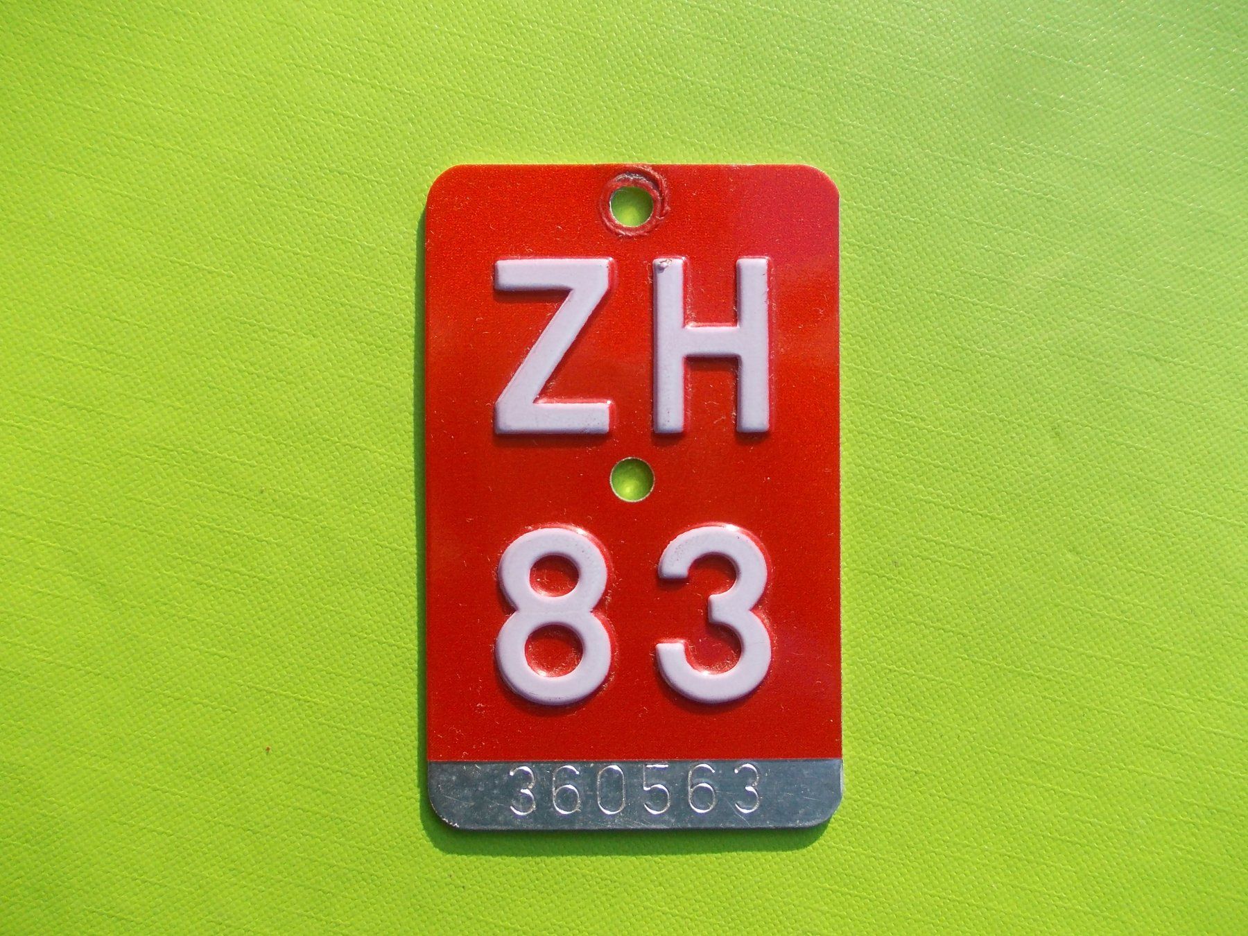 Schilder: Velonummer / Fahrradnummer ZH 83 – Gebraucht aus Gsteigwiler von HORMIGA21