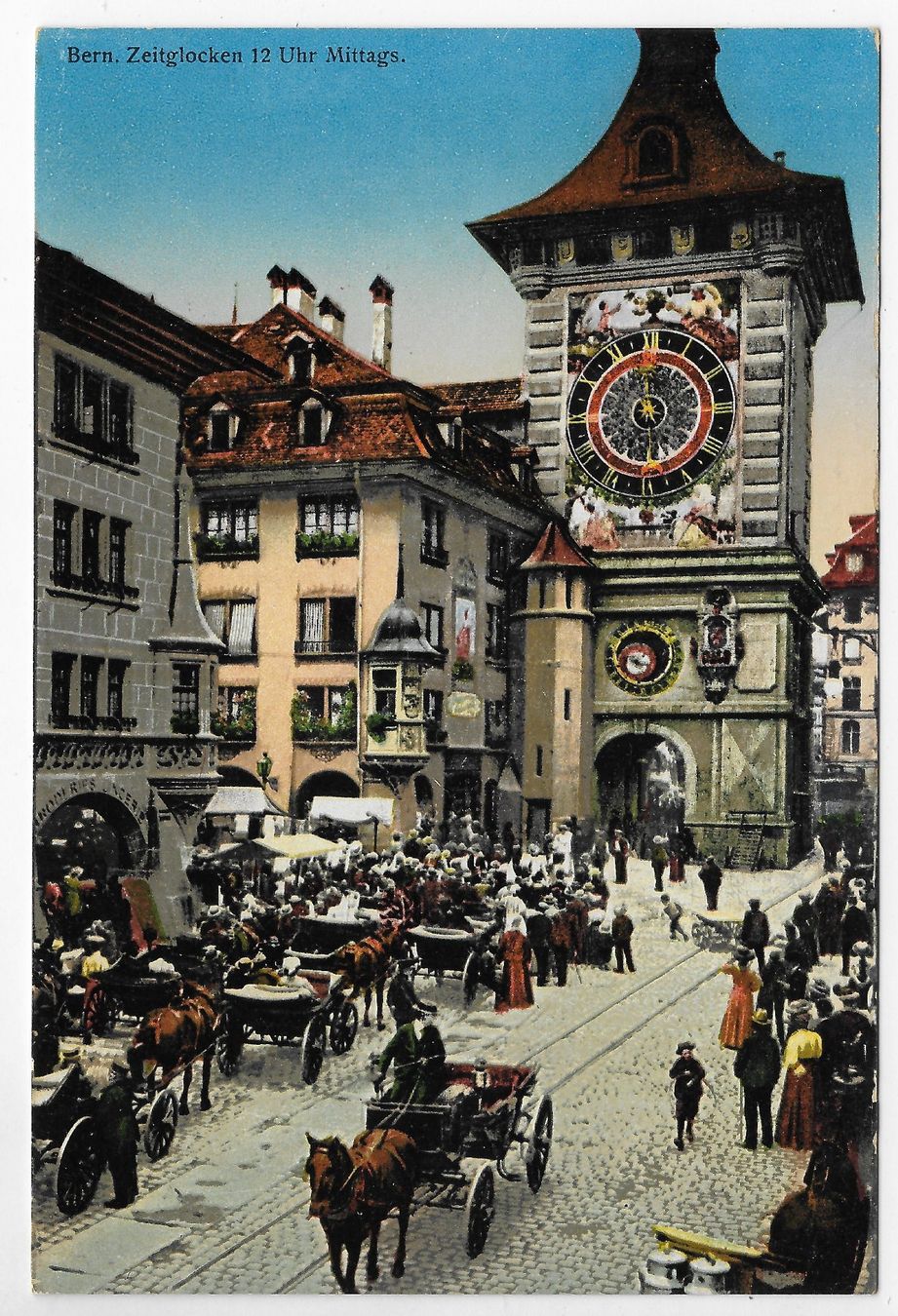 Cartoline postali: Bern, Zeitglocke 12 Uhr Mittags – Usato da Hefenhofen venduto da Richsalz