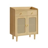 Sideboard mit Türen in Rattan-Optik Boho-Stil eichenbeige