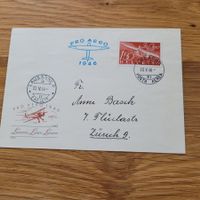 Luftpost Brief 1946 Pro Aero Locarno Lausanne ZU