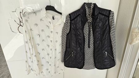 Weste Gilet mit 2 Blusen Gr. 36 Schwarz Weiss