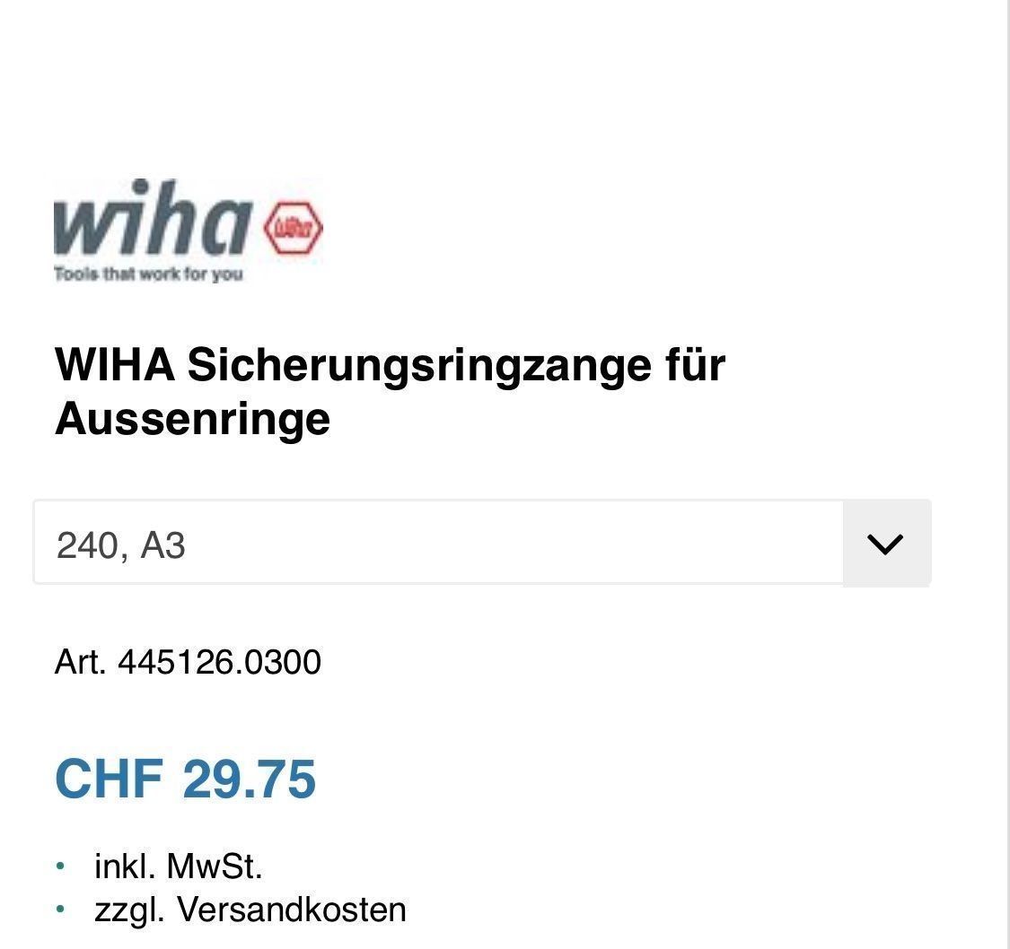 Wiha Alle Werkzeuge: Wiha Sicherungsringzange Aussenring 240 XX16 – Neu (gemäss Beschreibung) aus Heerbrugg von ProBau-Liq 5