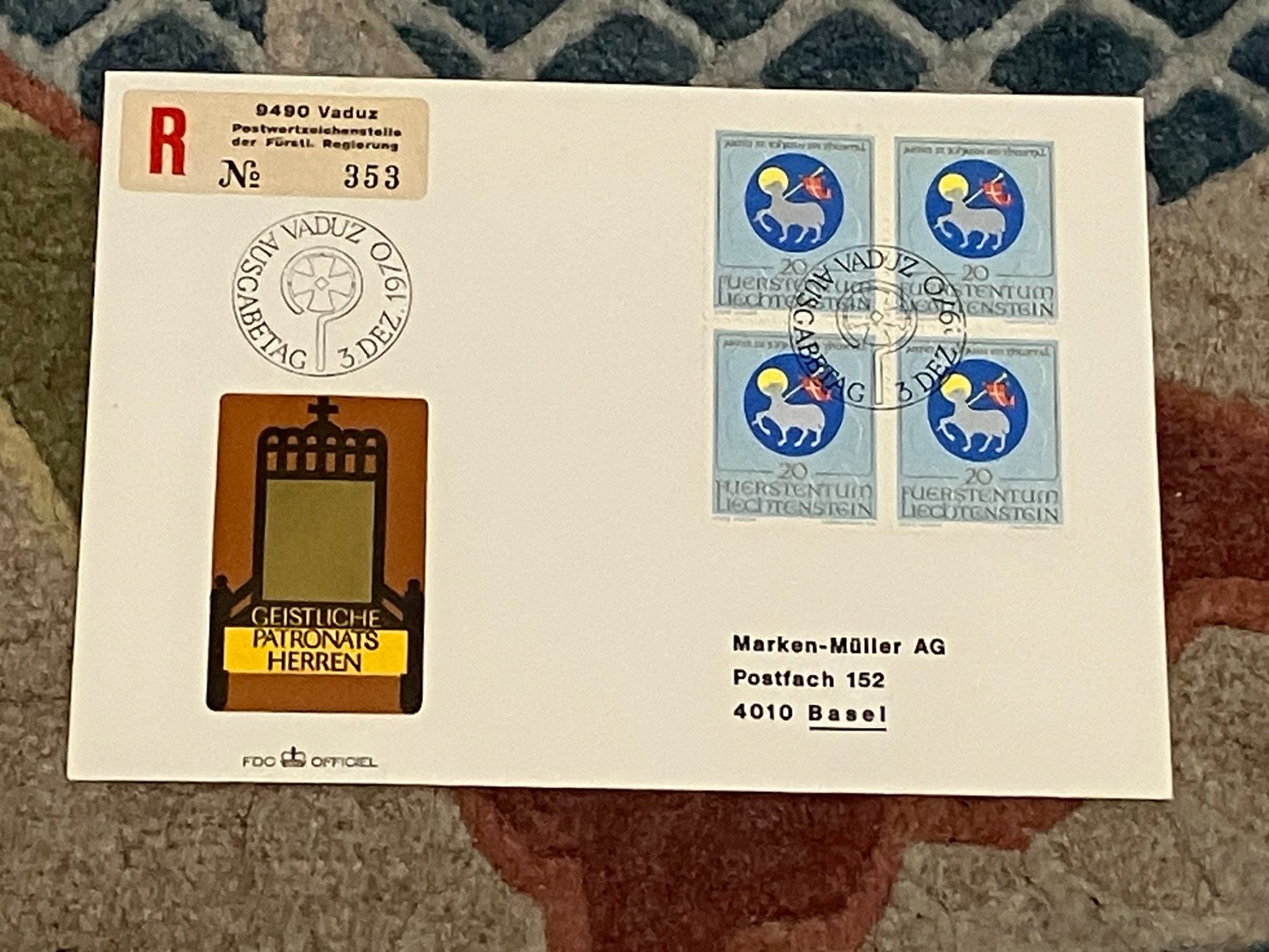 Alle Briefmarken: 1 Erstagsbrief LI Einschreiben Viererblock 1970 – Neu (gemäss Beschreibung) aus Koblenz von Markenhimmel