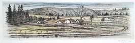 Le Roselet (JU) - Gravure aquarellée de Fritz Boegli
