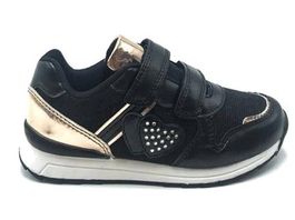 Mädchen Sneaker, Gr. 36 Schwarz/Gold mit Klettverschluss