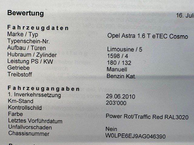 Opel Automobili: Opel Astra 1.6 T Cosmo – Usato da Oberriet SG venduto da jeepv8 7