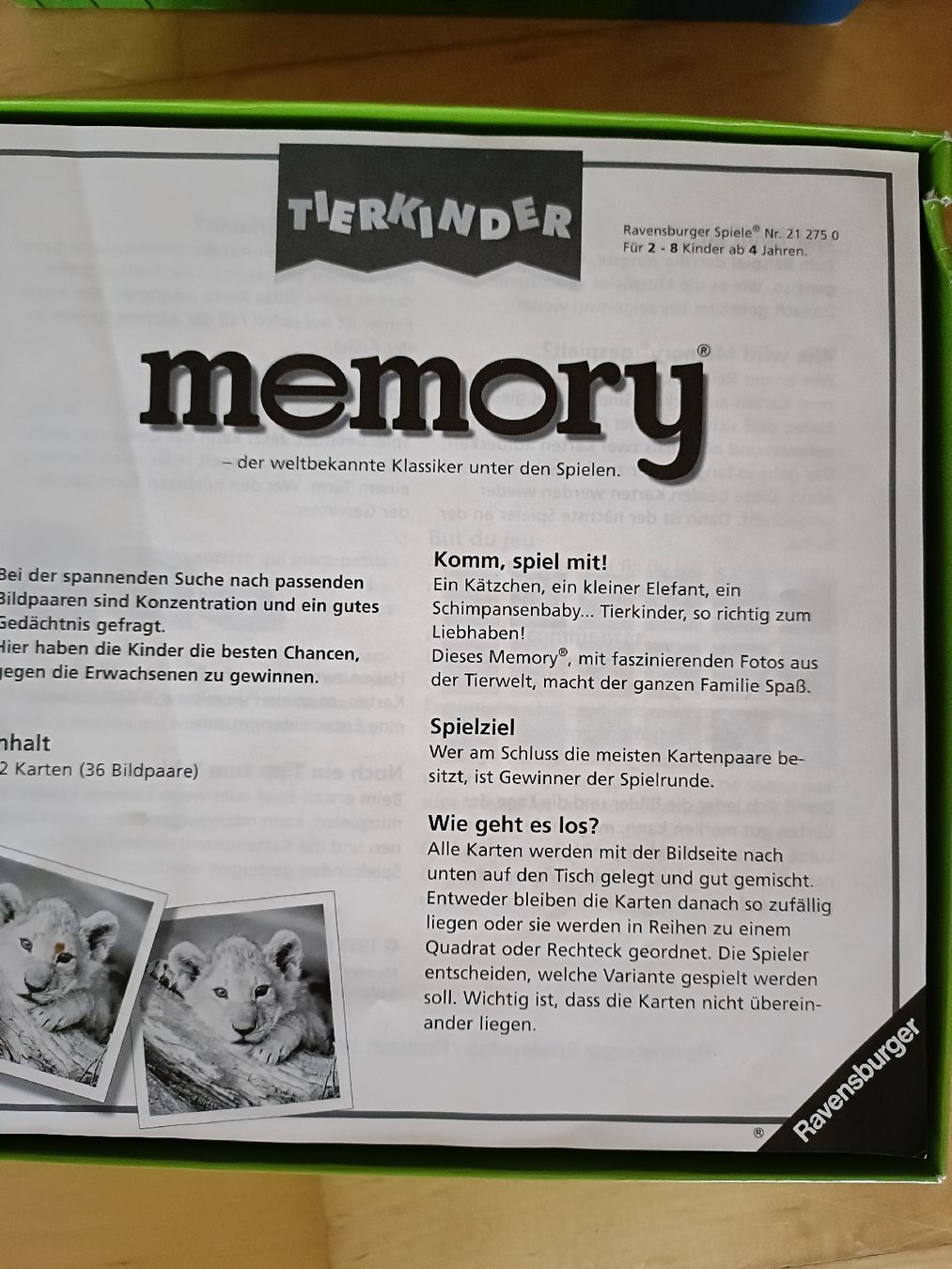 Ravensburger Jeux: Tier Memory – D'occasion à Gossau SG par scania1509 1