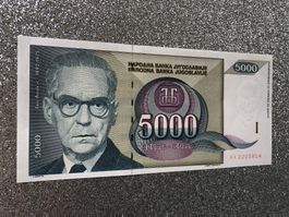 Belgrad 1992 - 5000 Dinara UNC - Ivo Andrić