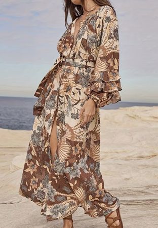 Maxi Abito fantasia floreale👌maniche a sbuffo👌tgL/XL-new