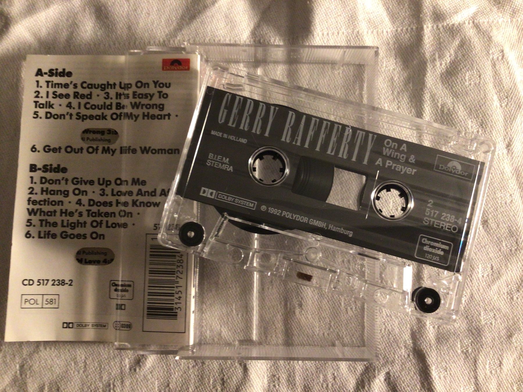 Musicassette: GERRY RAFFERTY, On a Wing & a Prayer, MC 1992 – Usato da Steinach venduto da Quarkie 1