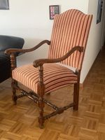 Fauteuil bois massif rayé ancien, état moyen