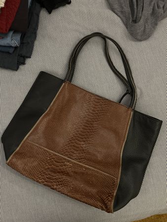 Leather BOTKIER snake pattern and cow leather bag tote purse