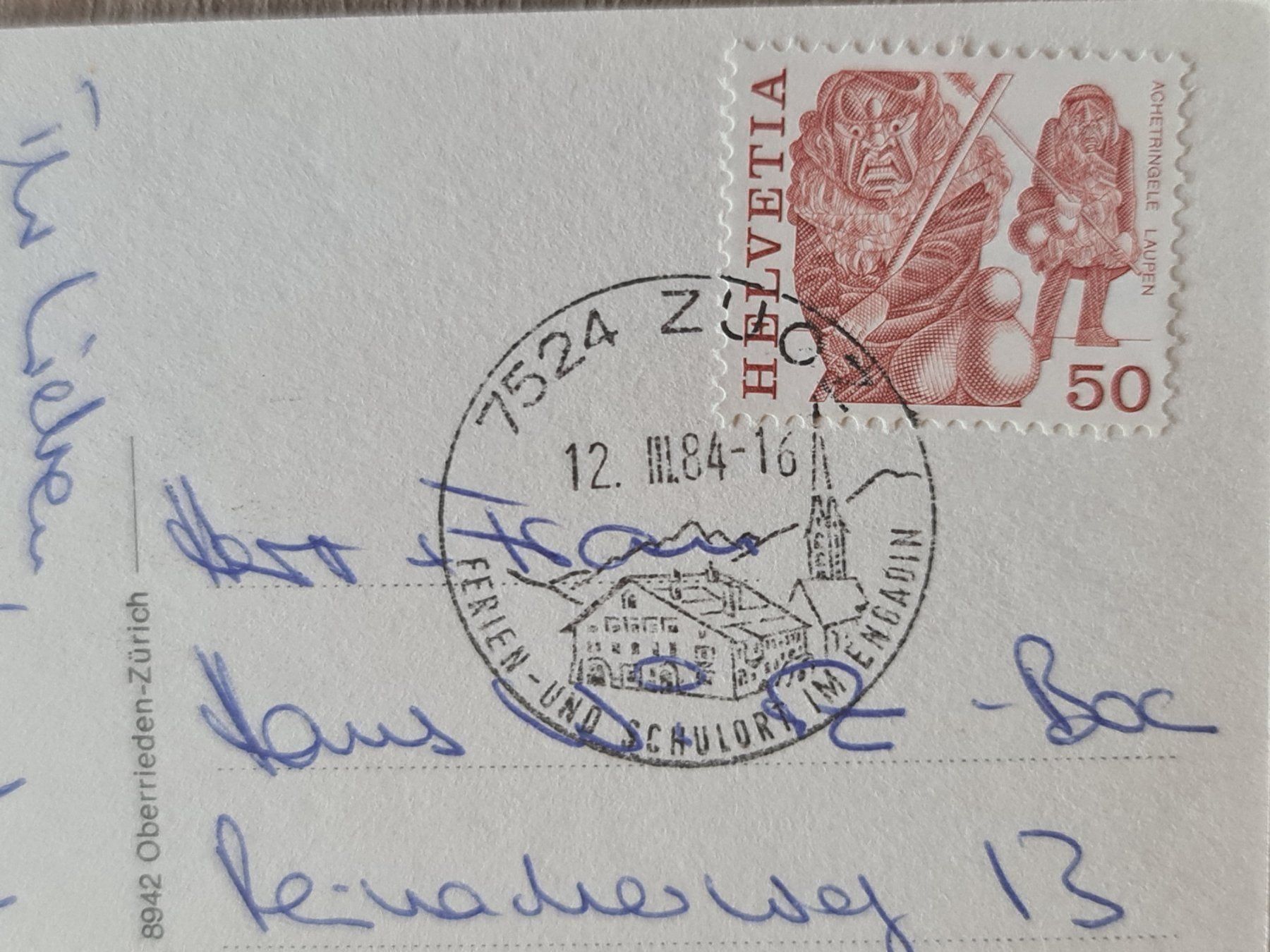 Cartes postales: Ansichtskarte Zuoz Engadin 1984 – D'occasion à Dintikon par Vexi 1