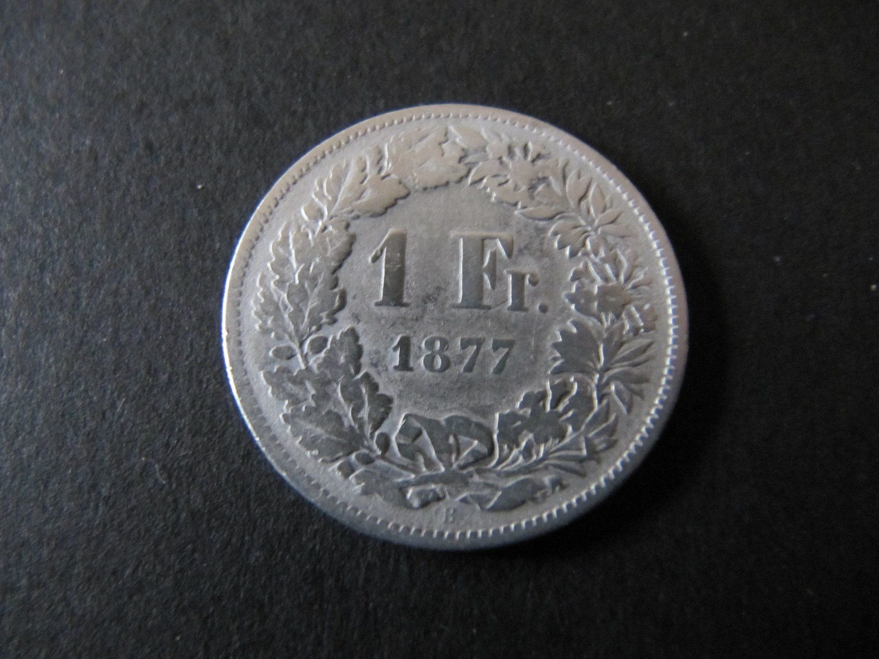 Alle Münzen: Silber Münze  Schweiz  1  Fr.  1877 – Gebraucht aus Basel von Ruben2210