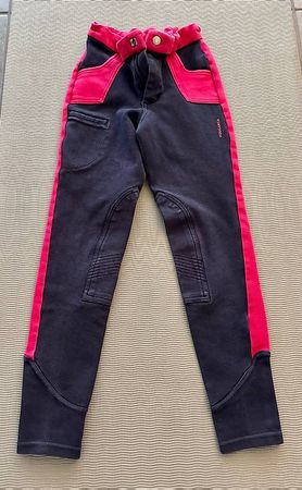Fouganza Reithose Kinder / marineblau-rosa / Gr 152