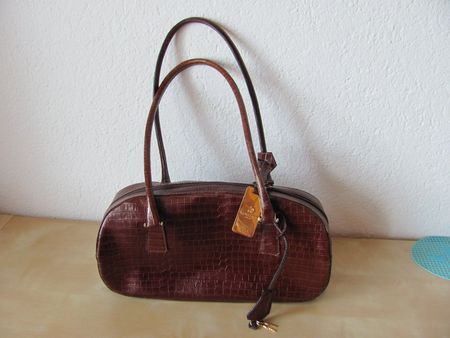 Leder Handtasche braun Kroko-Optik von Maison Mollerus
