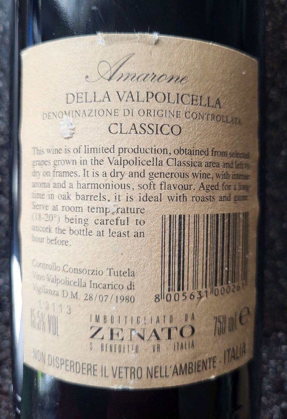 Amarone Wein: Amarone della Valpolicella Jg. 2000 – Neu und originalverpackt aus Andwil SG von 3264walter 2