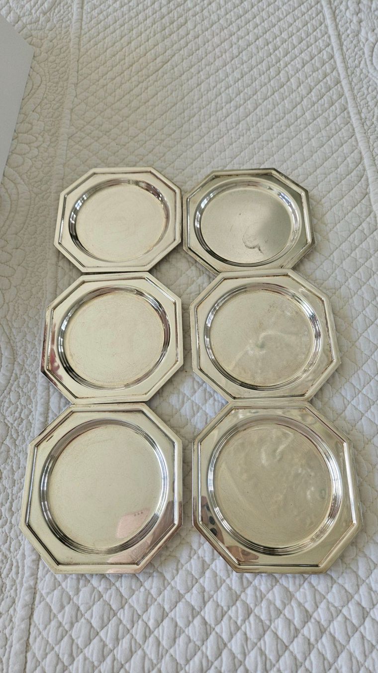 Sottobicchieri: 6 edle Untersetzer, versilbert Vintage Shabby Chic – Usato da Gossau ZH venduto da Goes05