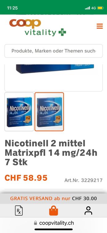 Nicotinell Pflaster Stärke 2 Mittel 14mg/24h neu NP: 58.95