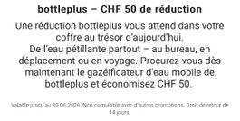 bottleplus - CHF 50 Rabatt auf Wassersprudler