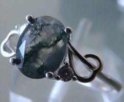 Moosachat Chalcedon Silber 925 Fingerring Gr. 57