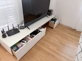 TV Unterschrank weiss mit Schubladen, 240cm, guter Zustand