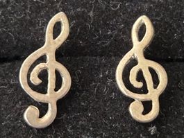 Paire de boucles d'oreilles Clé de Sol Argent 925 ☆☆☆