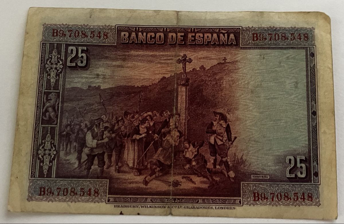 Banconote: Spanien 25 Pesetas 1928 – Usato da Algetshausen venduto da Carrhard 1