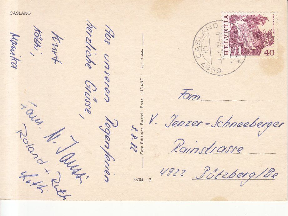 Cartoline postali: Caslano 1982 – Usato da Bürglen TG venduto da StampGraf 1
