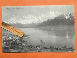 1918 Alte Ansichtskarte Vevey, Genfersee, Vintage, Rarität!