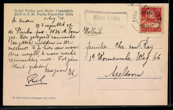 Cartoline postali: Furkapass, Passhöhe, Hotel Furka mit Be – Usato da Berlin venduto da bartko-reher 1