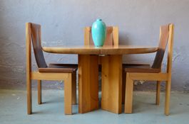 Ensemble en orme  Luigi Gorgoni Table et Chaises brutaliste