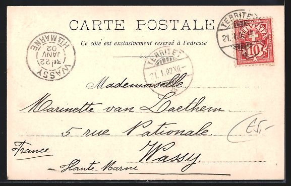 Cartoline postali: Montreux, Blick auf den Ort mit Dent du  – Usato da Berlin venduto da bartko-reher 1